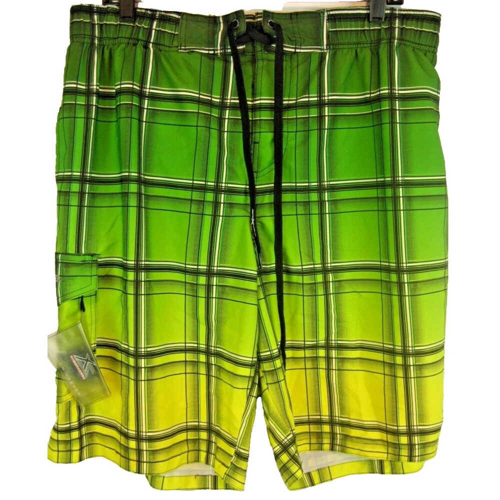 Mens ZERO X POSUR Lined Polyester Green Swim/Board Shorts sz L